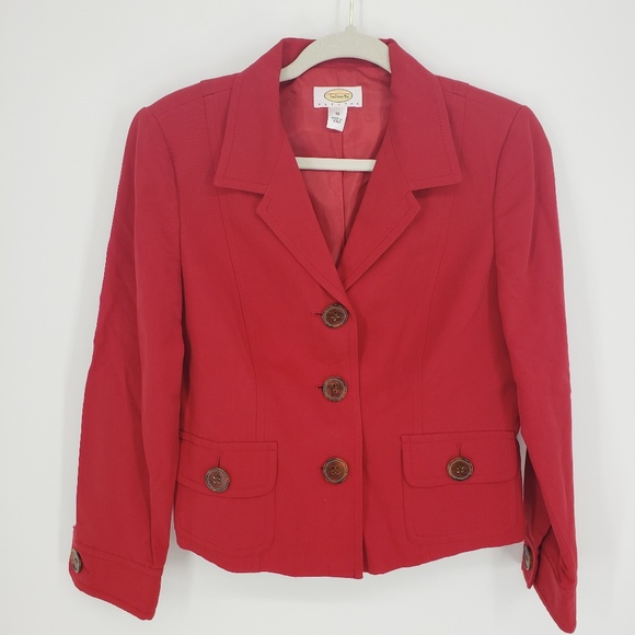 Talbots Linen Blend Red Blazer Sz 10 - Picture 1 of 7